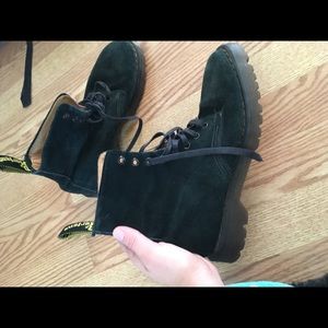 Green suede Doc Martens